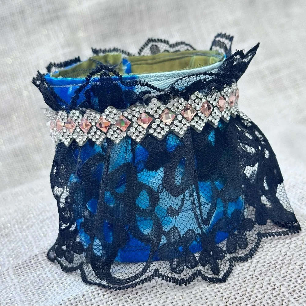 RUBYRUDI Cuff Bracelet Handcrafted OOAK Fabric Embellished Artisan Wearable Art